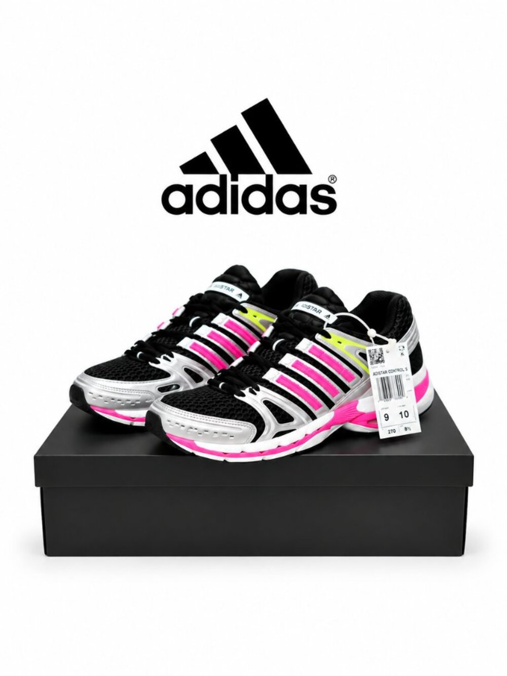 Adidas Adistar Control 5 Black Silver Pink Running Shoes Mens 9/ Women 10 702001